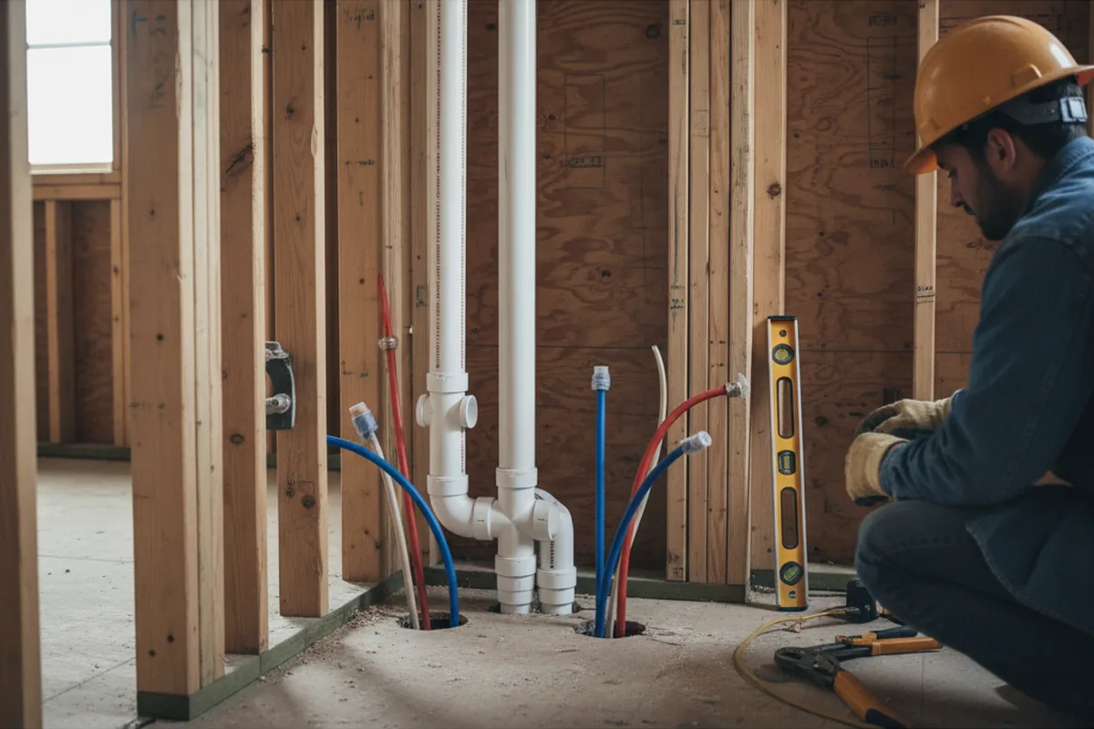 Drain and supply rough-in during Drain Cleaning in Shadyside