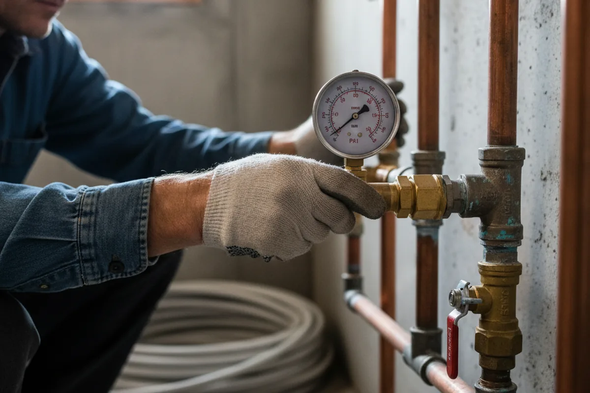 Pressure testing a repaired line during Water Line Repair in Shadyside